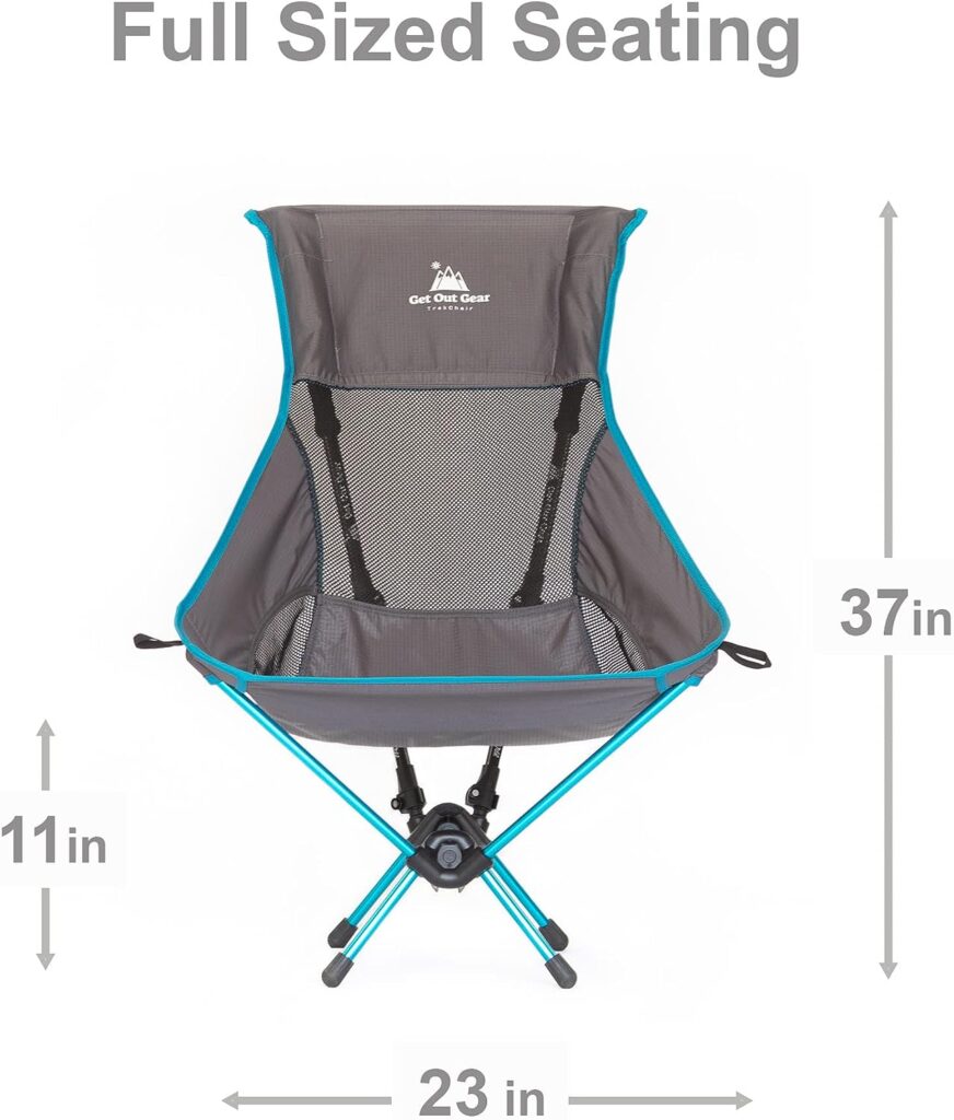 Get Out Gear TrekChair High-Back Ultralight Backpacking Chair - Chair Only | Requires User Provided Trekking Poles